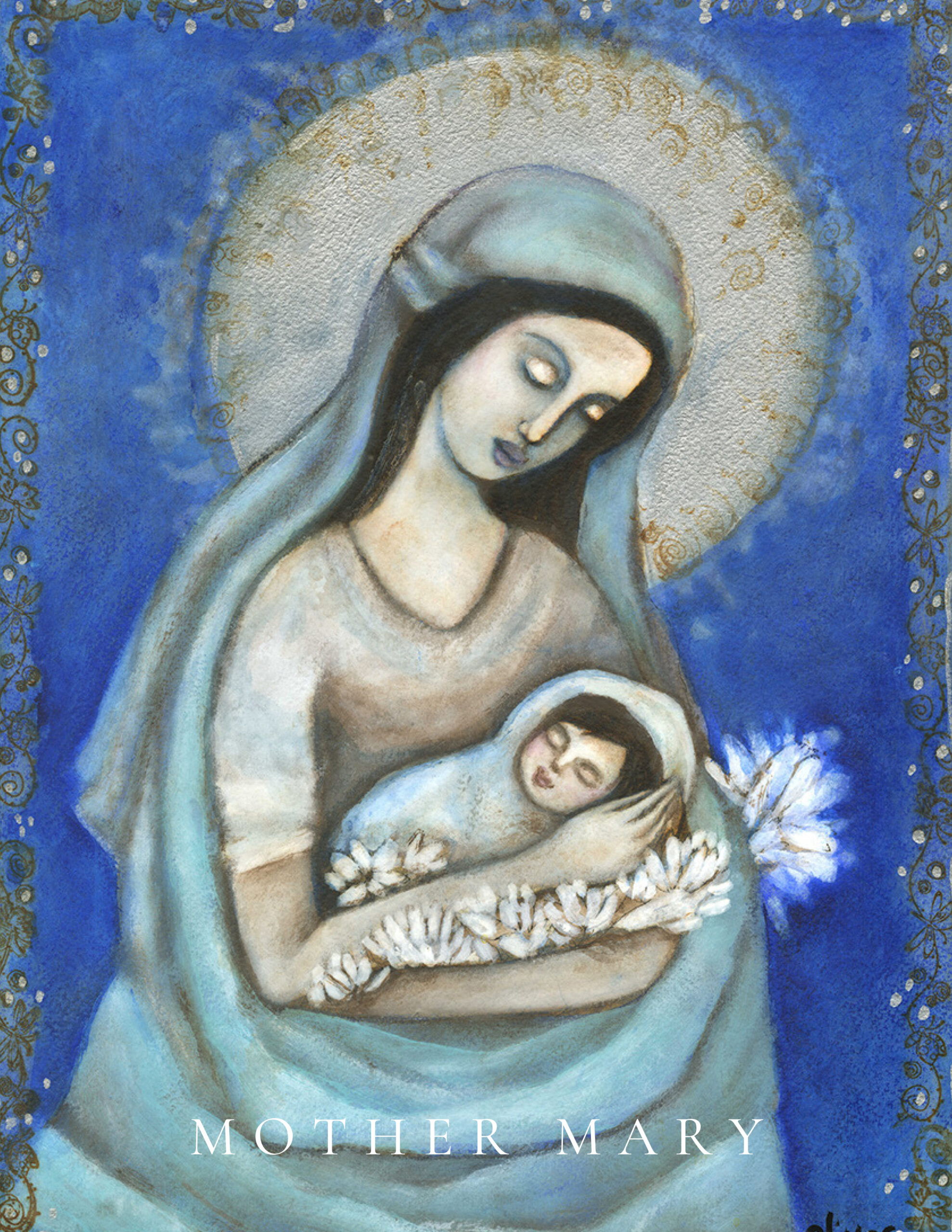 Mother Mary and baby Jesus lined Notebook