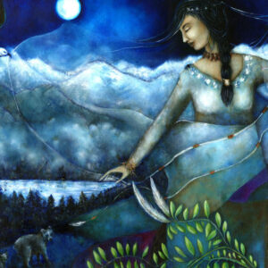 Asibikaashi Native American Goddess Art Print. Reproduction on Canvas