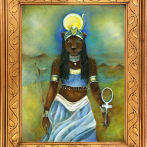 Sekhmet Egyptian Goddess of War Art Print. Original Oil on canvas painting
